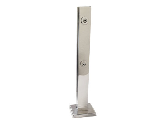 Coluna Torre Pinça 2 Furos para Guarda Corpo de Vidro em Aço Inox 304 100cm Coluna Torre Pinça 2 Furos para Guarda Corpo de Vidro em Aço Inox 304 100cm