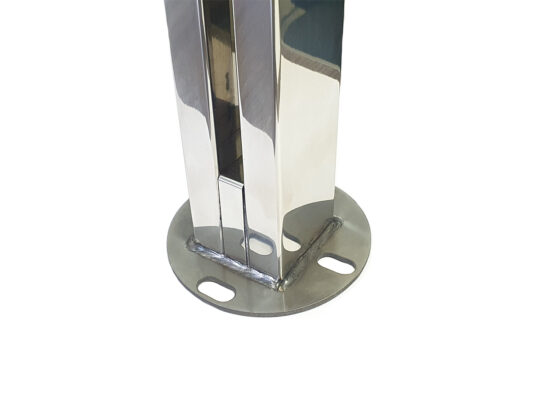 Coluna Torre Pinça 2 Furos para Guarda Corpo de Vidro em Aço Inox 304 100cm Coluna Torre Pinça 2 Furos para Guarda Corpo de Vidro em Aço Inox 304 100cm