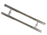 Puxador Porta Pivotante Portão Duplo Inox 304 150cm Redondo